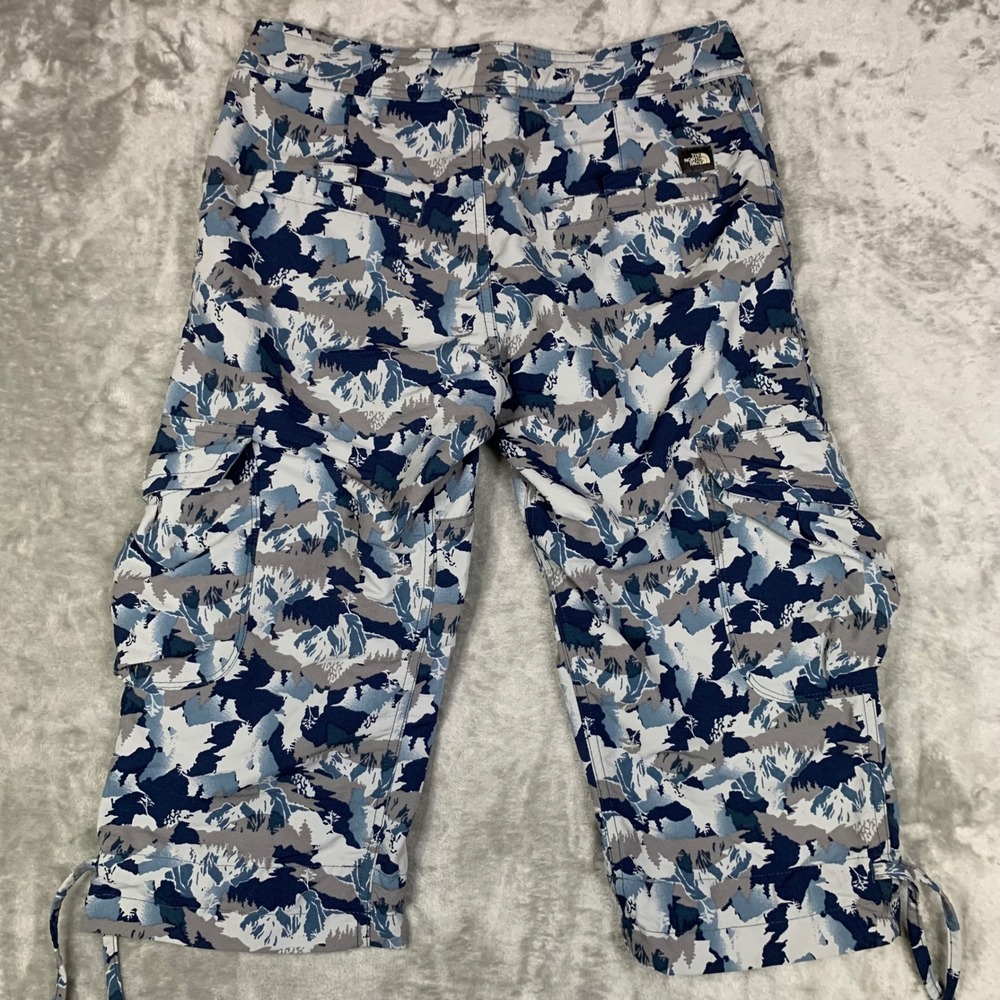 The North Face Womens Size 0 Paramount Camo Cargo Capri Pants Blue Gray Hiking - Picture 10 of 15